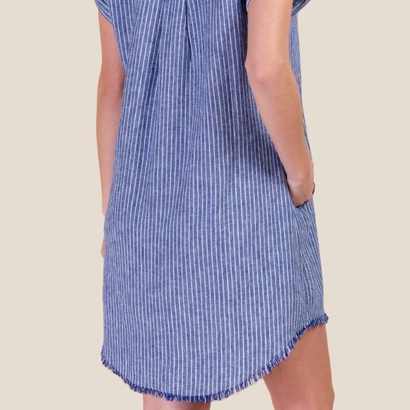 Francesca's Talia Striped Chambray Shift Dress - Picture 2 of 16